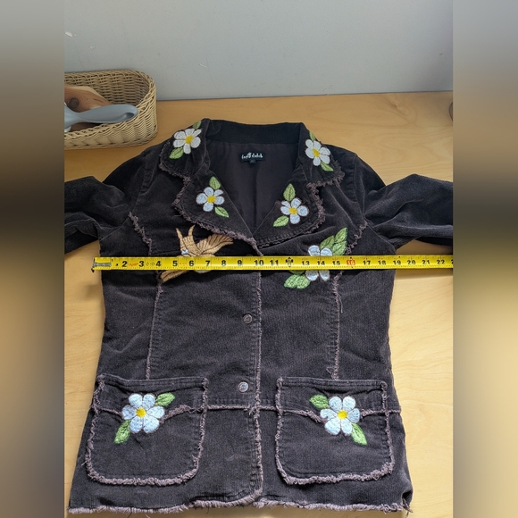 LADY DUTCH High Society Women Size L Corduroy Blazer Flower Bird Embroidery - Picture 12 of 13